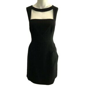 BCBGeneration Mixed Fabric Sheath Keyhole Mesh Dress Black 12